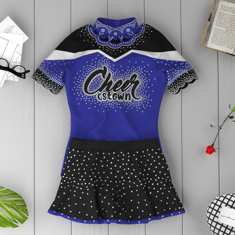 short sleeve black cheer outfit blue 6