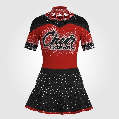 short sleeve black cheer outfit red 0