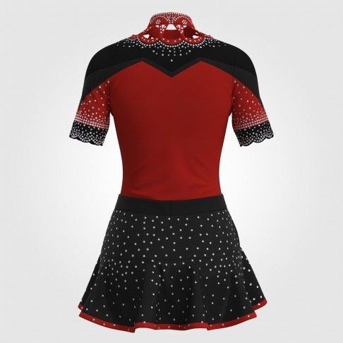 short sleeve black cheer outfit red 1