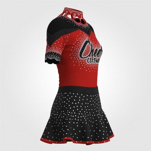short sleeve black cheer outfit red 3