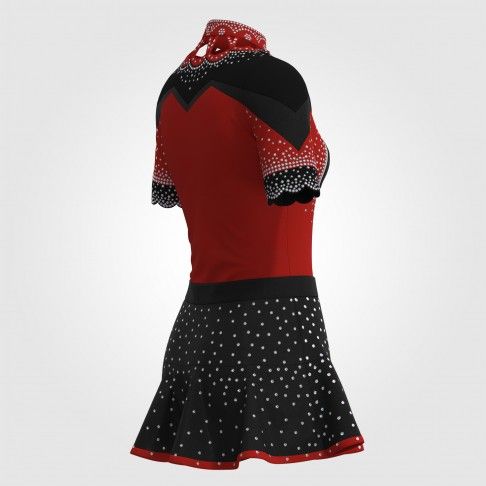 short sleeve black cheer outfit red 2