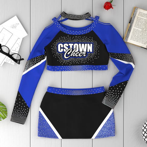 design all star cheap purple cheerleading uniform blue 6