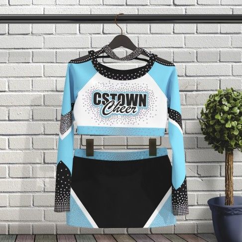 design all star cheap purple cheerleading uniform light blue 5