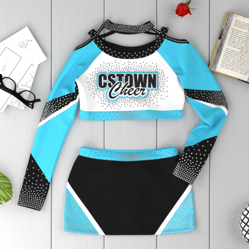 design all star cheap purple cheerleading uniform light blue 6