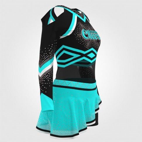 wholesale black and green modest cheer uniforms black 3