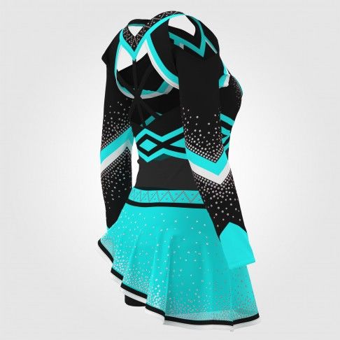 wholesale black and green modest cheer uniforms black 4