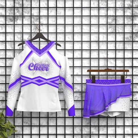wholesale black and green modest cheer uniforms purple 5