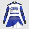 navy blue custom cheerleader uniform black