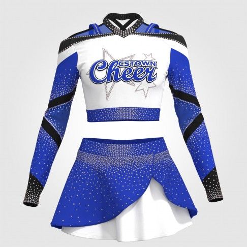navy blue custom cheerleader uniform black 1