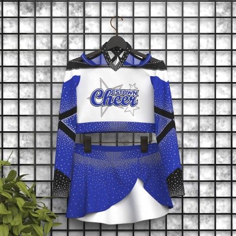navy blue custom cheerleader uniform black 10
