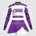 navy blue custom cheerleader uniform purple