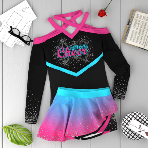 custom youth purple cheer shells black 6