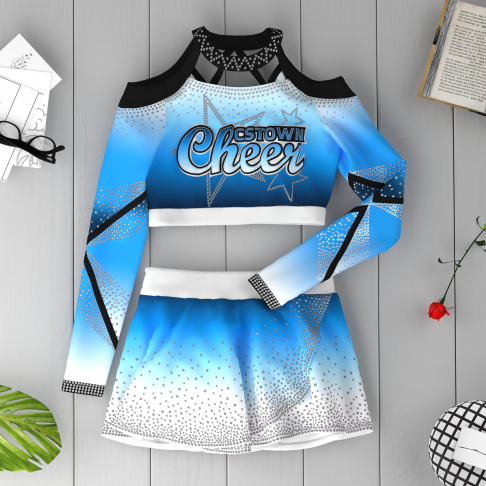 custo blue and white mcheer costume  blue 6