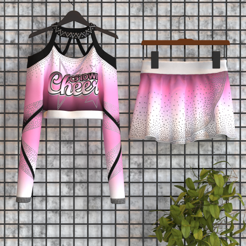 custo blue and white mcheer costume  pink 5