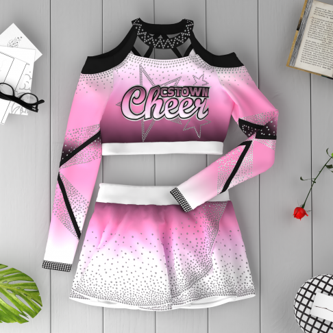 custo blue and white mcheer costume  pink 6