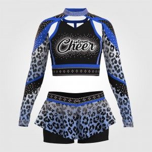 custom hot black and blue cheer costume