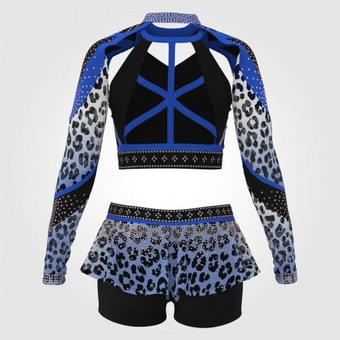 custom hot black and blue cheer costume blue 1