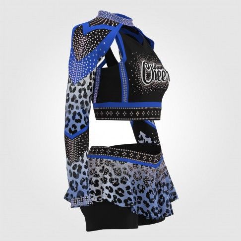 custom hot black and blue cheer costume blue 3