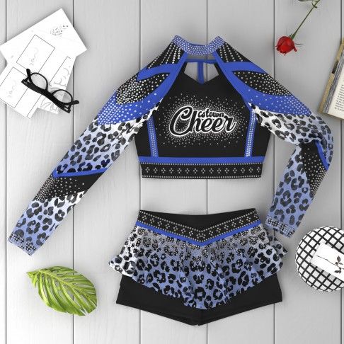 custom hot black and blue cheer costume blue 6