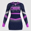 custom blue and gold cheerleading uniforms purple