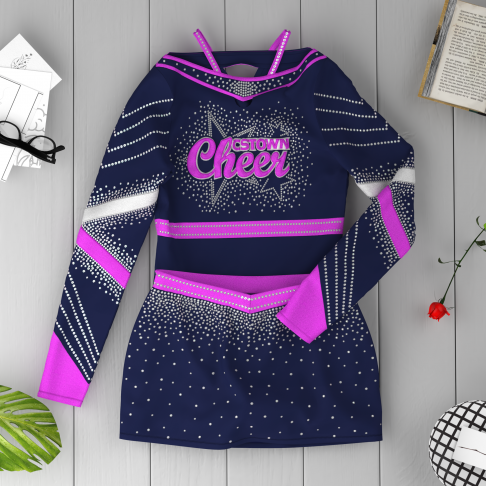 custom blue and gold cheerleading uniforms purple 6