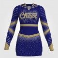 custom blue and gold cheerleading uniforms blue