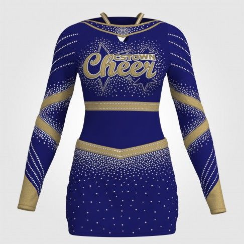 custom blue and gold cheerleading uniforms blue 0