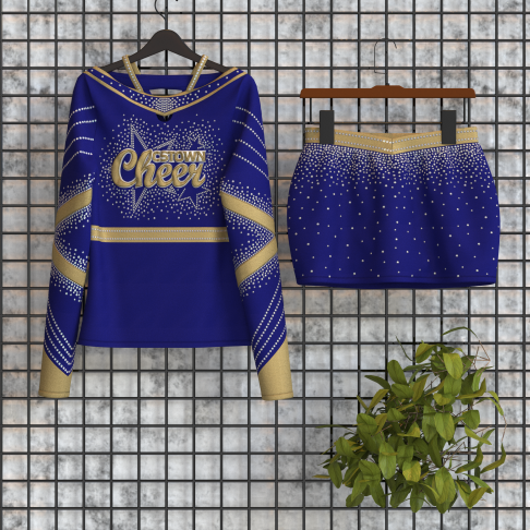 custom blue and gold cheerleading uniforms blue 5