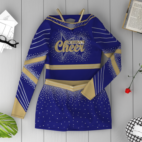 custom blue and gold cheerleading uniforms blue 6
