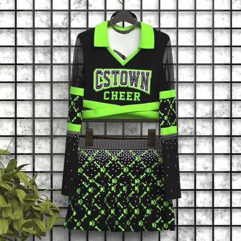 cheap green cheerleading clothes black 5