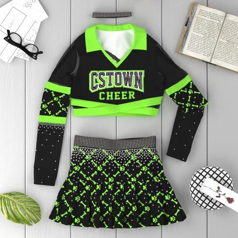 cheap green cheerleading clothes black 6