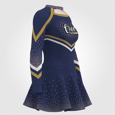 long sleeve black youth cheer costume blue 3