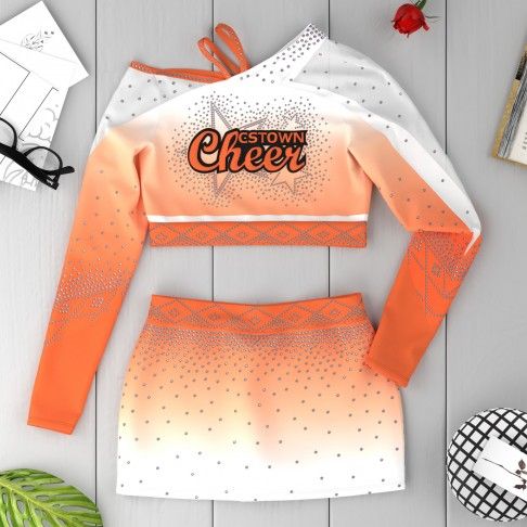 long sleeve blue cheer outfit for women orange 6