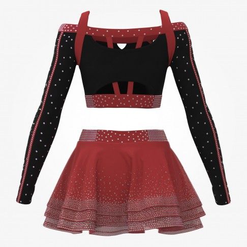 long sleeve blue and black youth cheer clothes red 1
