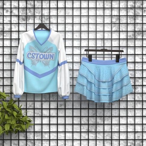 pink infant cheer uniforms blue 5