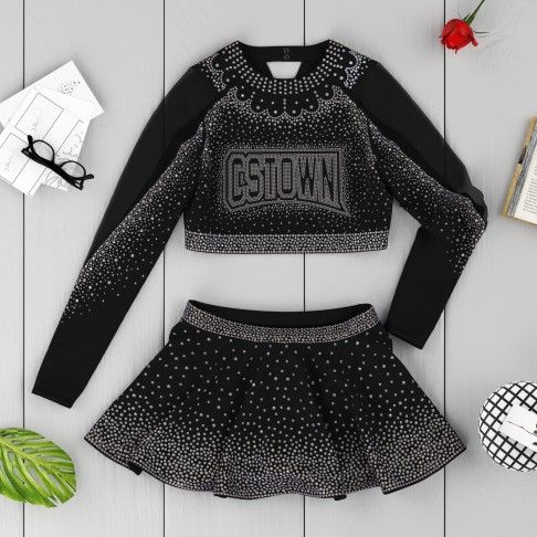 all star black cheap cheerleading uniforms black 6