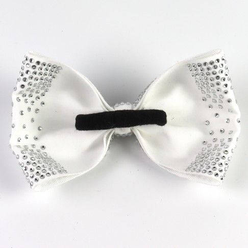 competition rhinestone cheer bows white 1