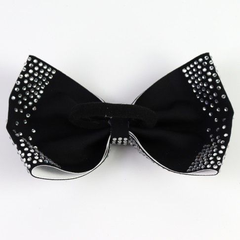 competition rhinestone cheer bows lycra black 1