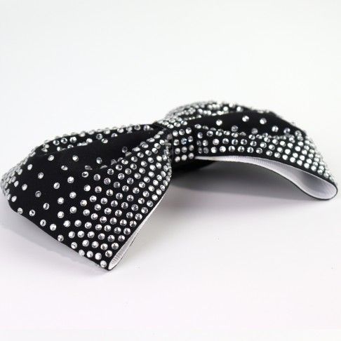 competition rhinestone cheer bows lycra black 2