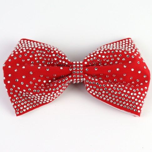competition rhinestone cheer bows lycra red 0