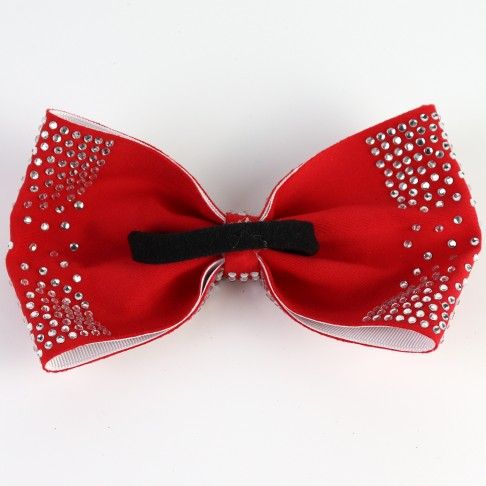 competition rhinestone cheer bows lycra red 1