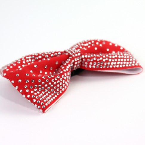 competition rhinestone cheer bows lycra red 2
