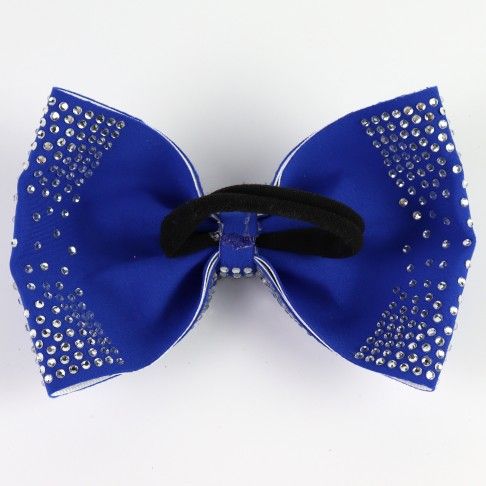 competition rhinestone cheer bows lycra blue 1