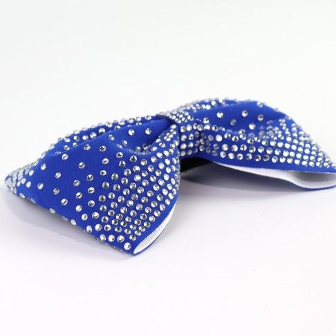 competition rhinestone cheer bows lycra blue 2