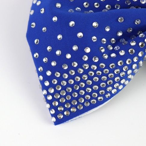 competition rhinestone cheer bows lycra blue 3