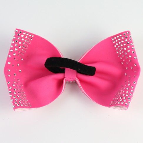 competition rhinestone cheer bows lycra pink 1
