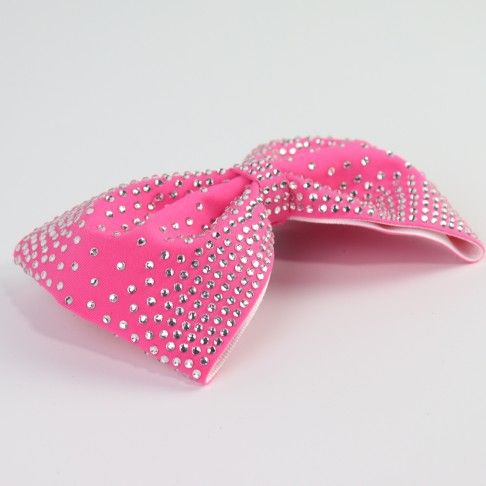competition rhinestone cheer bows lycra pink 2