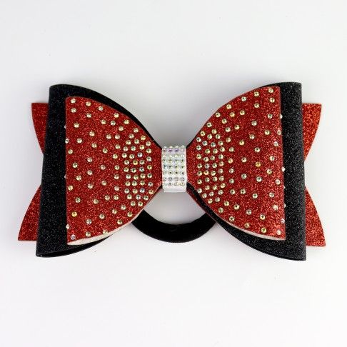 competition rhinestone cheer bows plastic red 0