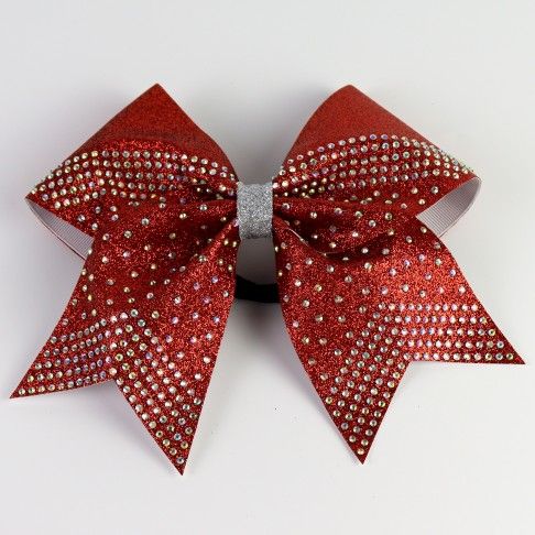 bulk sparkling cheer bows lycra red 0